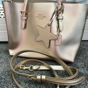 Coach Metallic Mollie 25 Leather Tote with Star Charm